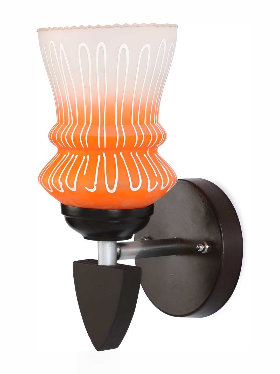 

1ST TIME Orange & White Colourblocked Glass Traditional Abstract Shaped Wall Lamp