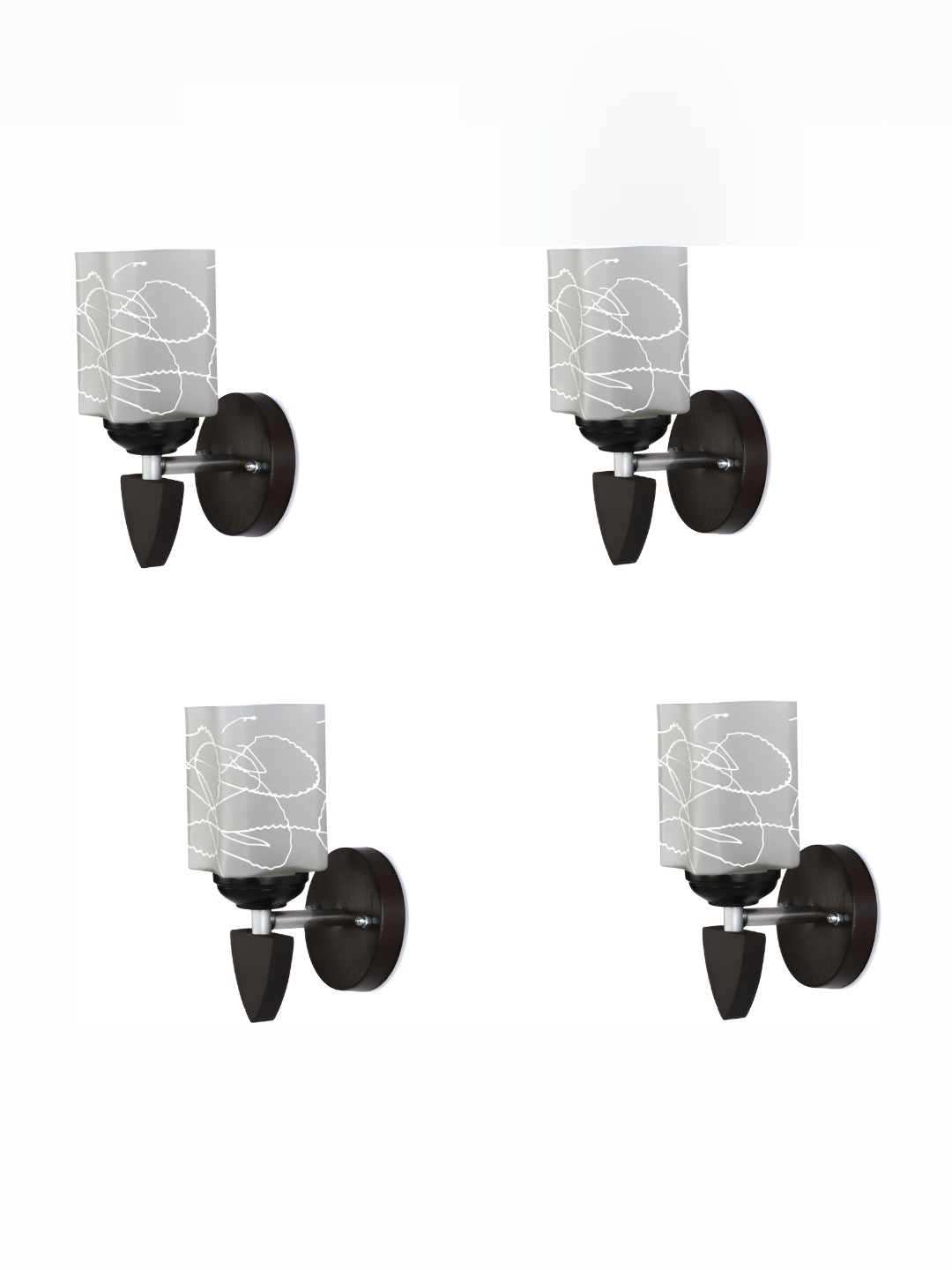 

1ST TIME White 4 Pieces Printed Glass Traditional Rectangle Shaped Wall Lamps