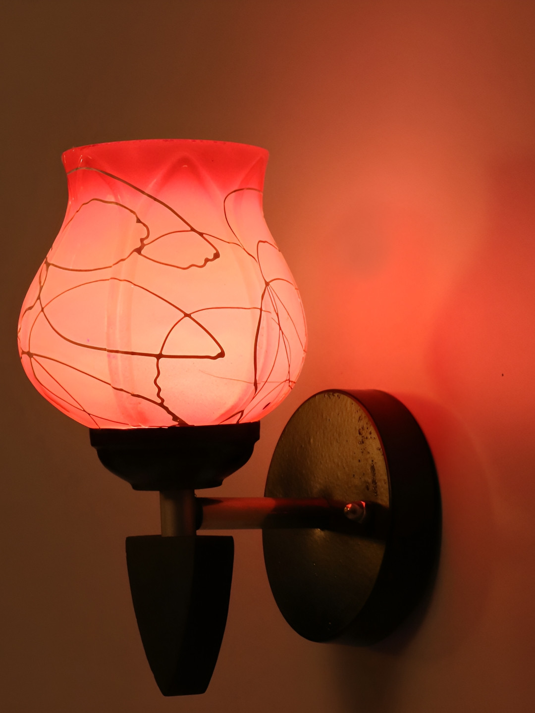 

1ST TIME White & Pink Printed Glass Traditional Rectangle Shaped Wall Lamp