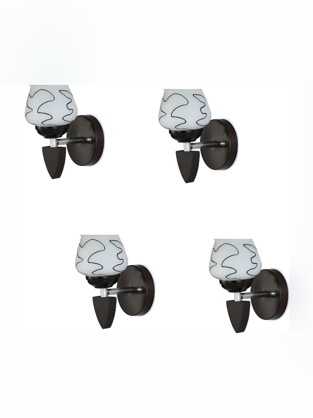 

1ST TIME White & Black 4 Pieces Printed Glass Contemporary Cylinder Shaped Wall Lamps