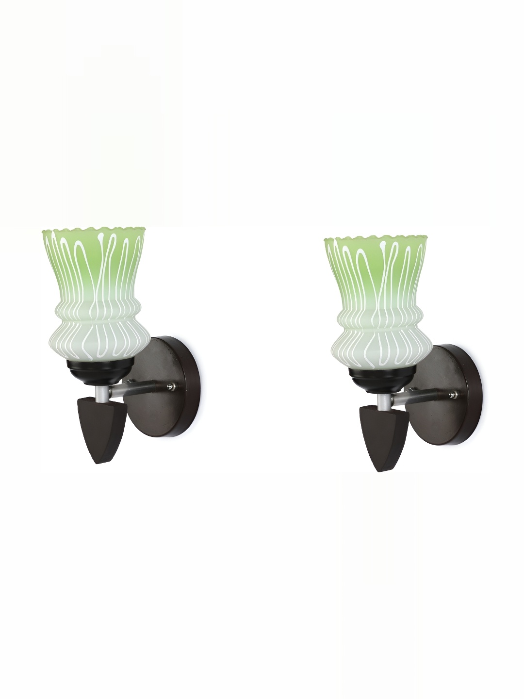 

1ST TIME Green & White 2 Pieces Printed Glass Traditional Wall Lamp
