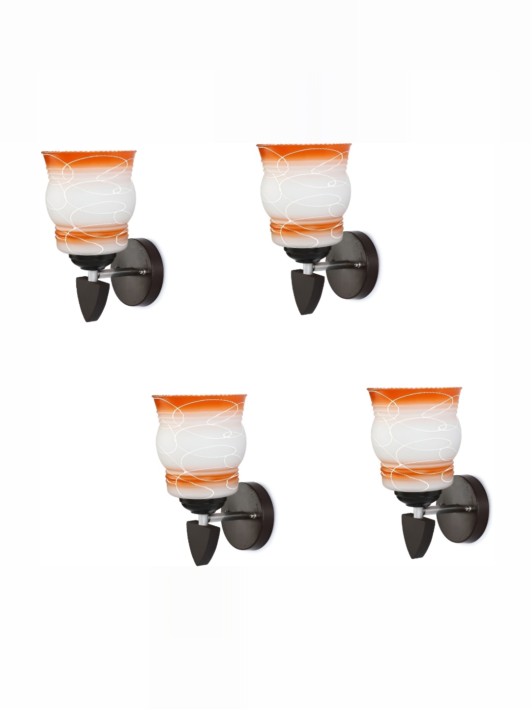 

1ST TIME White & Orange 4 Pieces Colourblocked Glass Contemporary Wall Lamps