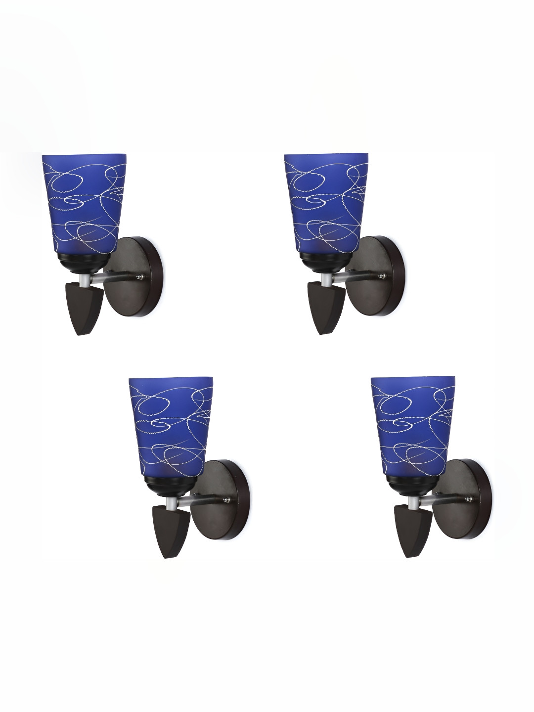 

1ST TIME Blue & White 4 Pieces Printed Glass Contemporary Wall Lamps