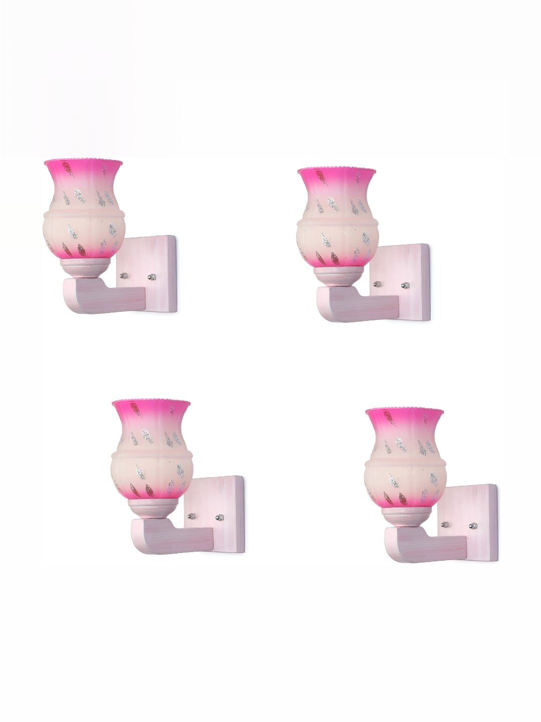 

1ST TIME Pink & White 4 Pieces Printed Glass Traditional Wall Lamp