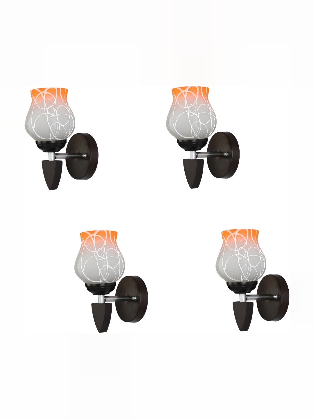 

1ST TIME Orange & Grey 4 Pieces Printed Glass Contemporary Wall Lamps