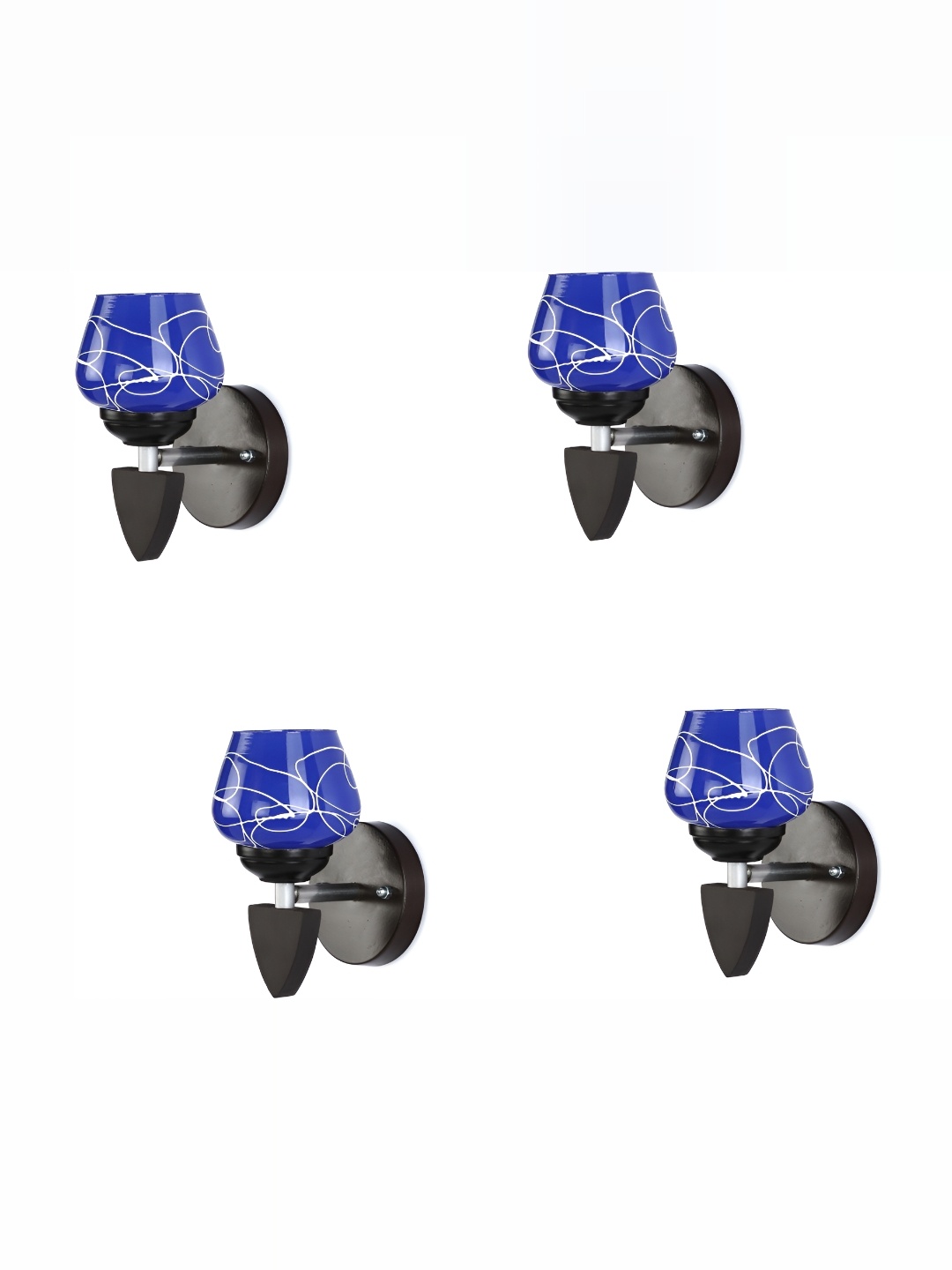 

1ST TIME Blue & Brown 4 Pieces Printed Glass Traditional Wall Lamp
