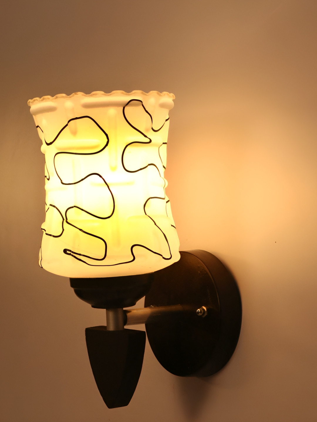 

1ST TIME White & Black Printed Glass Contemporary Frustum Shaped Wall Lamp