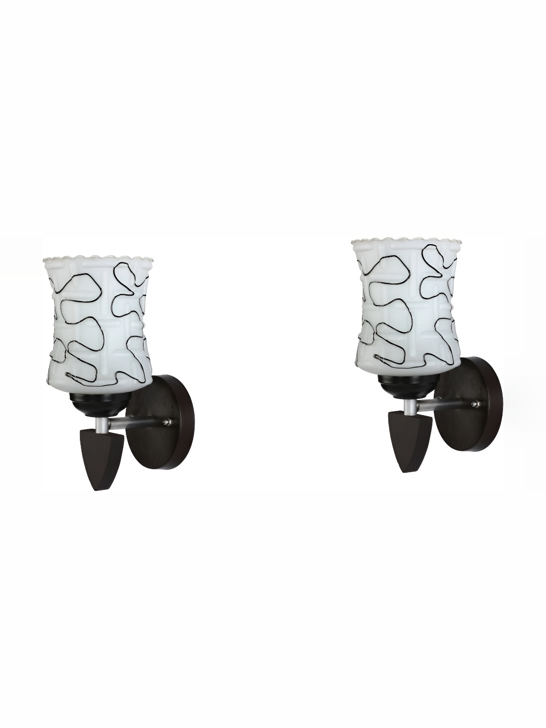 

1ST TIME White & Black 2 Pieces Printed Glass Contemporary Wall Lamps