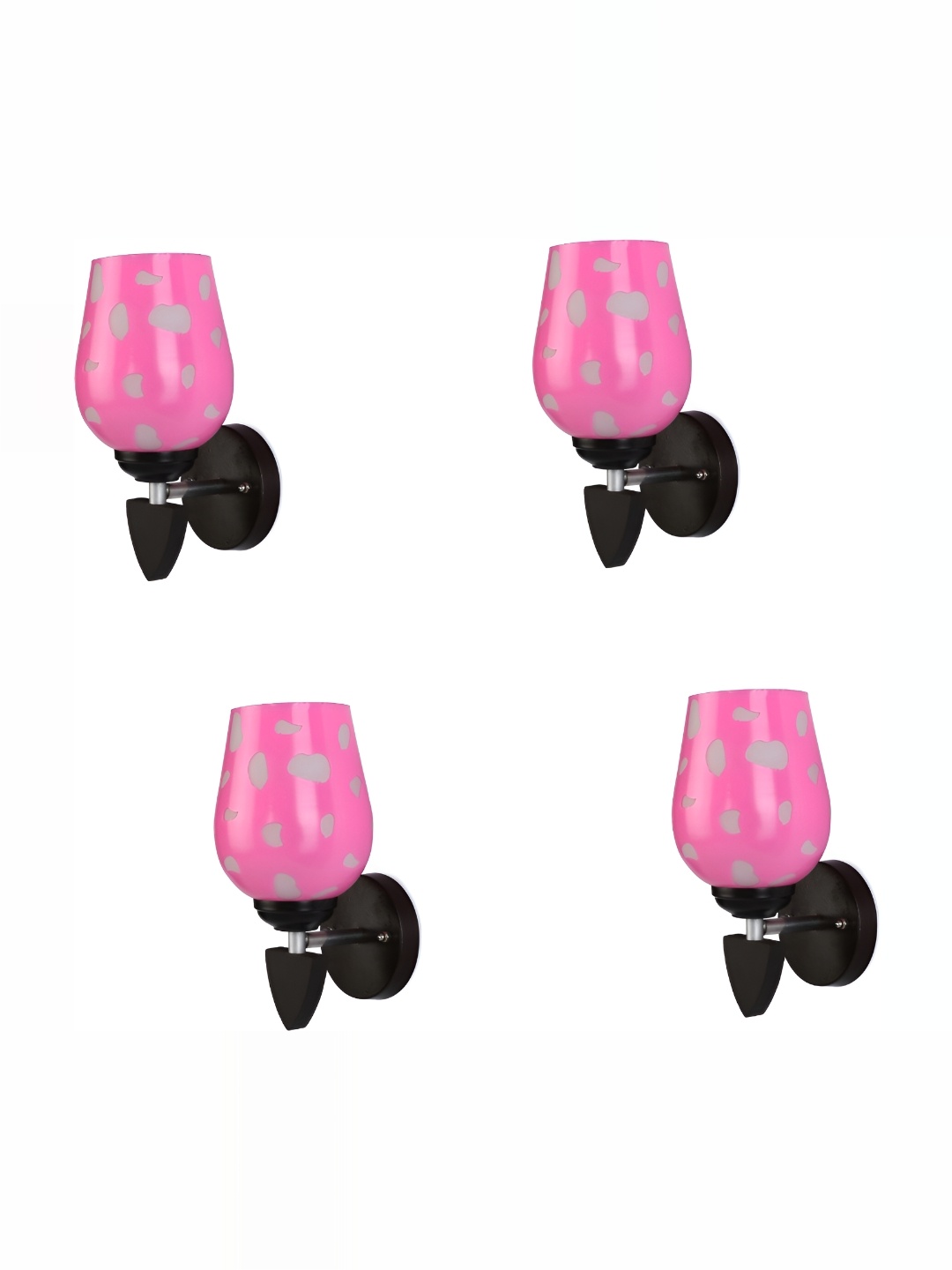 

1ST TIME Pink & White 4 Pieces Printed Glass Traditional Wall Lamps