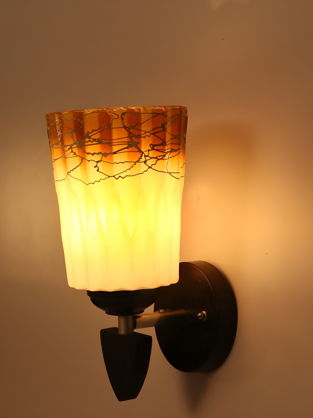 

1ST TIME White & Brown Printed Glass Cylinder Shaped Contemporary Wall Lamp