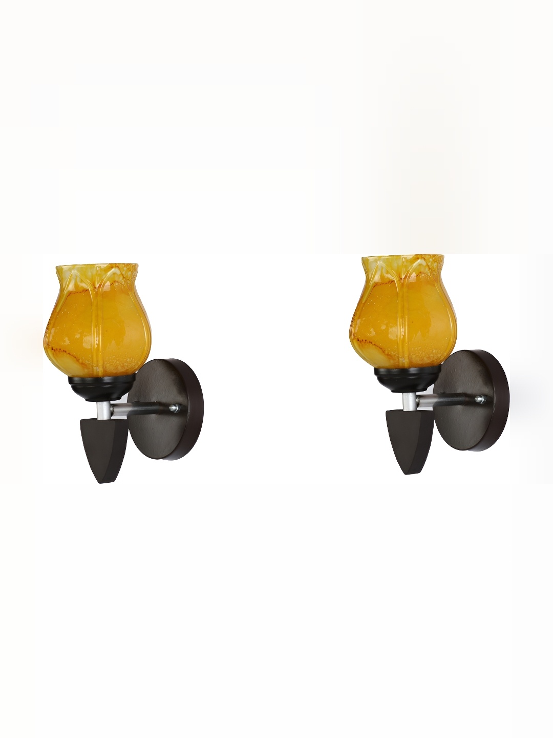 

1ST TIME Yellow 4 Pieces Printed Glass Bell Shaped Contemporary Wall Lamps