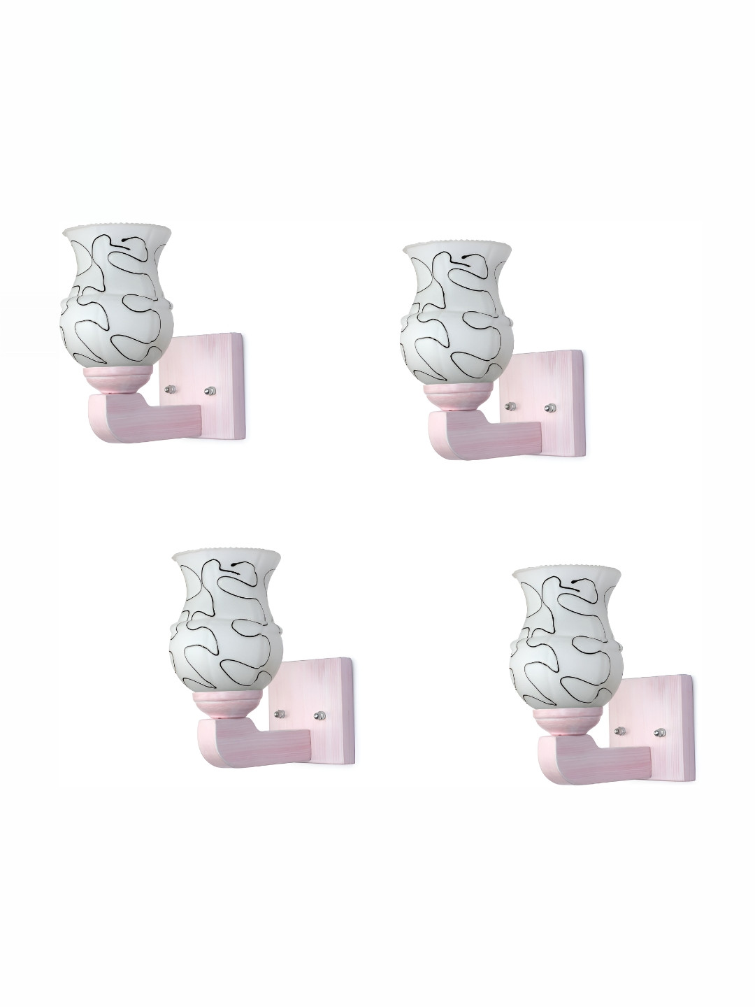 

1ST TIME White & Black 4 Pieces Printed Glass Traditional Bell Shaped Shaped Wall Lamp