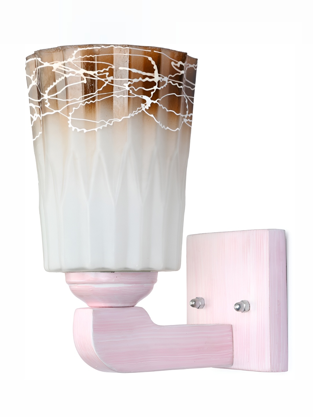 

1ST TIME White & Brown Printed Glass Abstract Shaped Wall Lamp