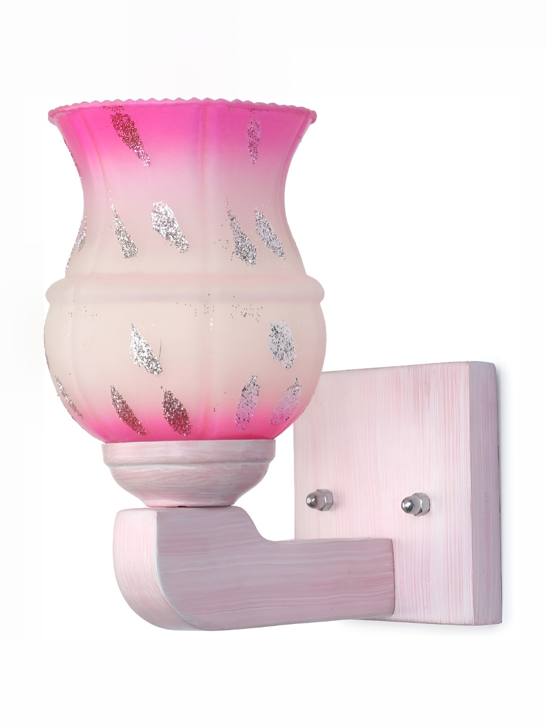 

1ST TIME White & Pink Printed Glass Traditional Bell Shaped Wall Lamp