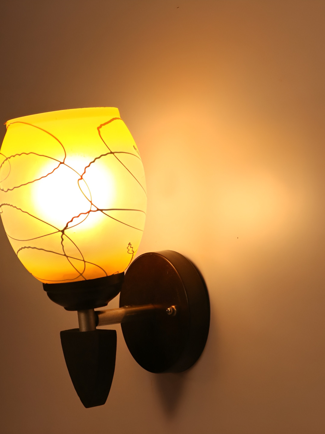 

1ST TIME Yellow & Grey Abstract Printed Glass Traditional Wall Lamp