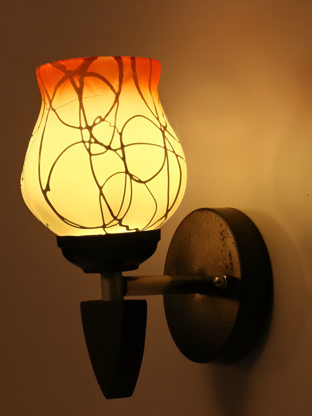 

1ST TIME White & Orange Printed Glass Traditional Wall Lamp