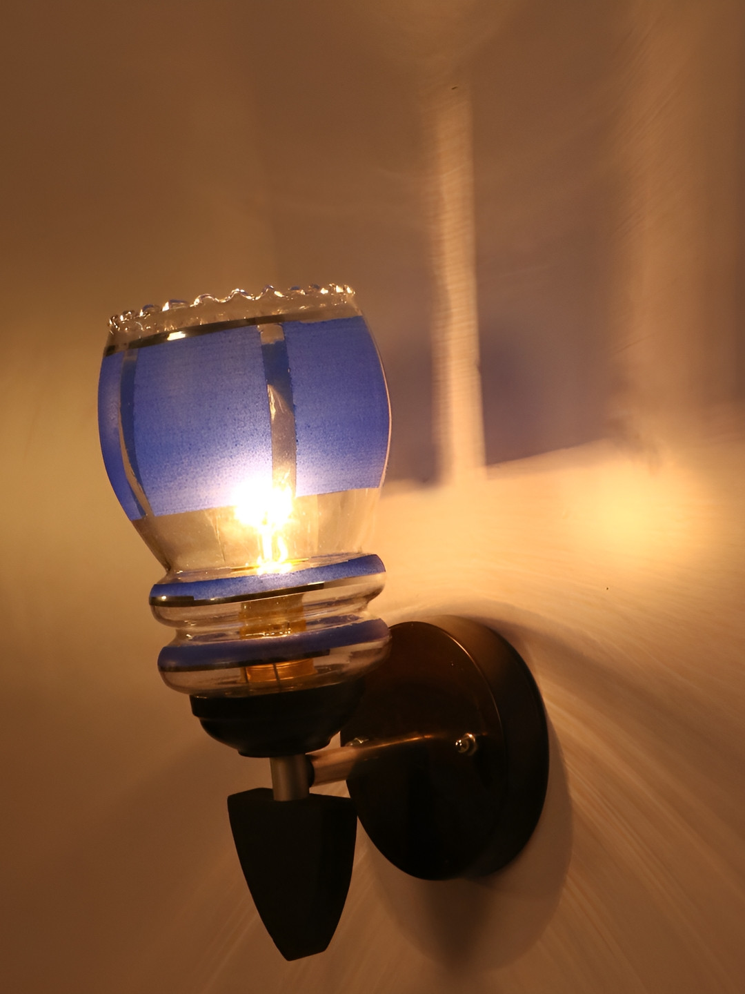 

1ST TIME Blue & White Colourblocked Glass Contemporary Rectangle Shaped Wall Lamp