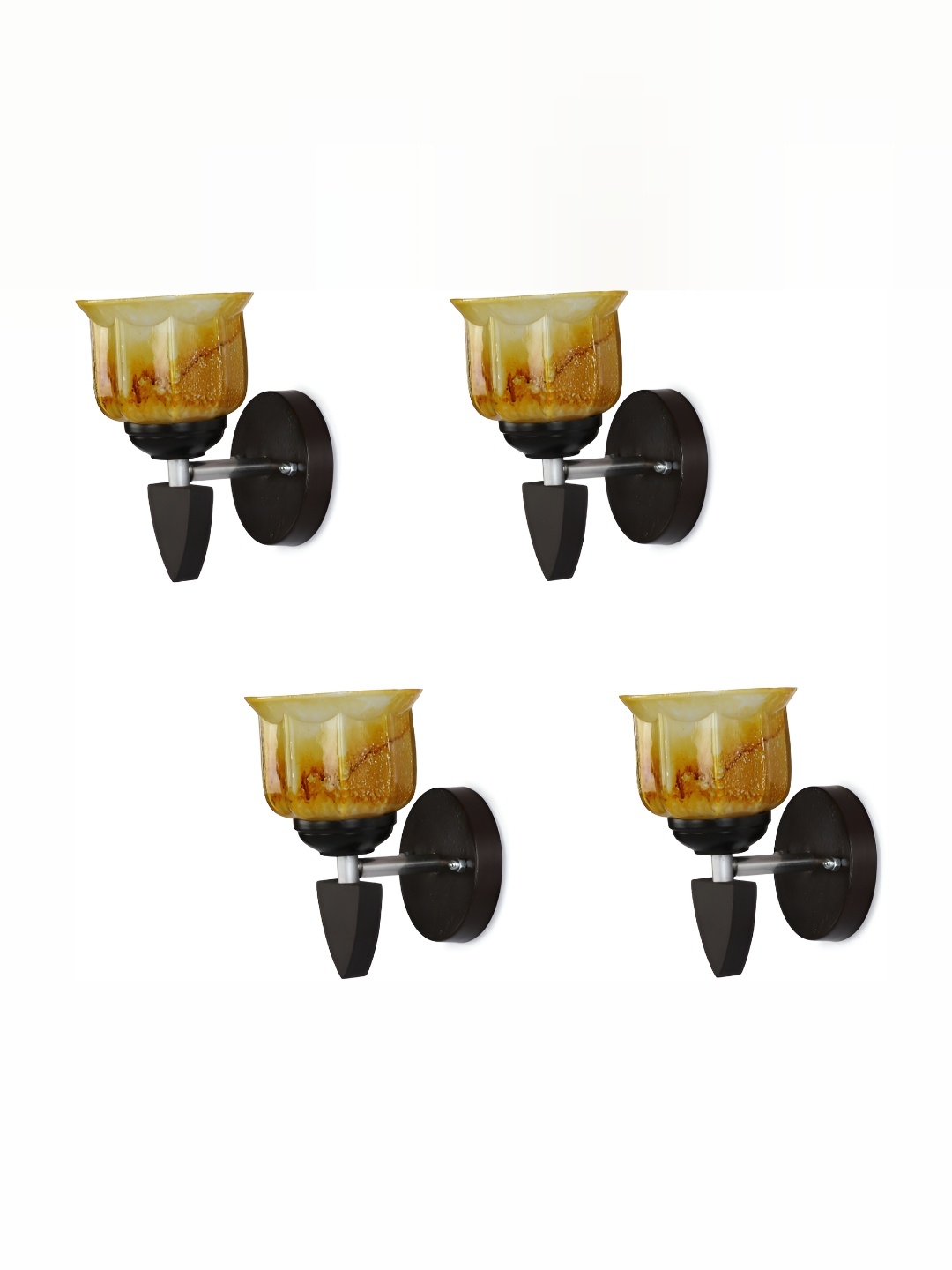 

1ST TIME Yellow & Black 4 pcs Printed Glass Traditional Abstract Shaped Shaped Wall Lamp