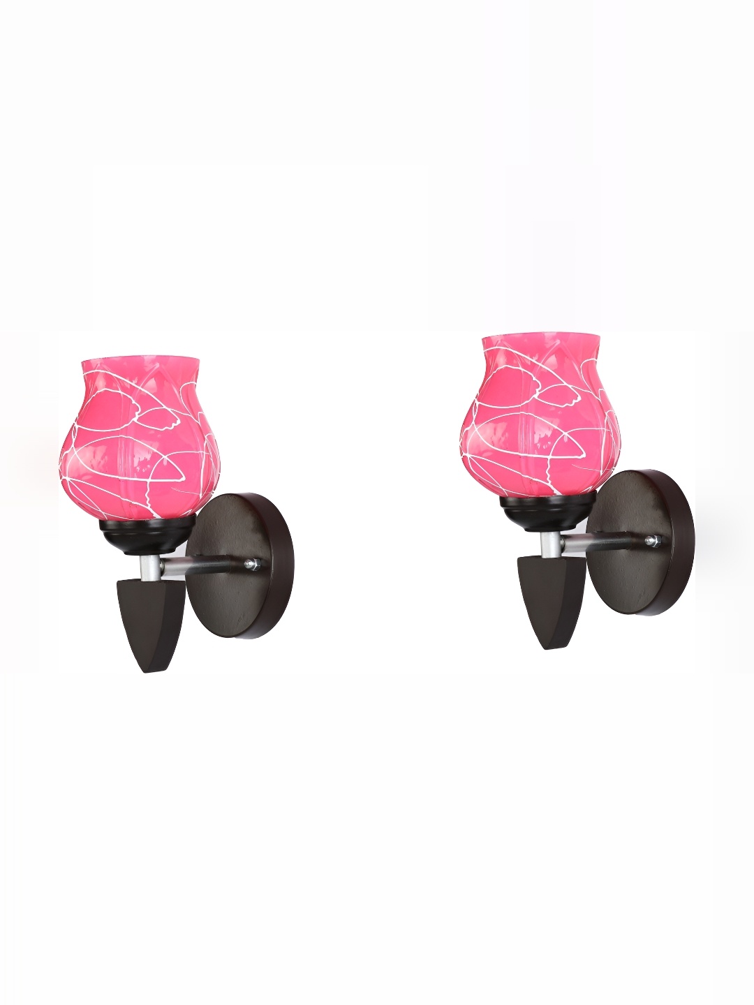 

1ST TIME Pink & White 2 Pcs Printed Glass Wall Lamp