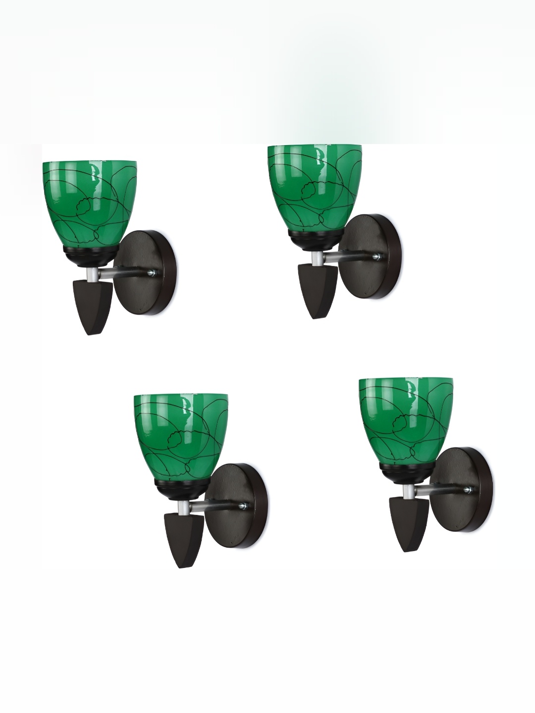 

1ST TIME Green & Black 4 Pcs Printed Glass Contemporary Frustum Shaped Wall Lamp