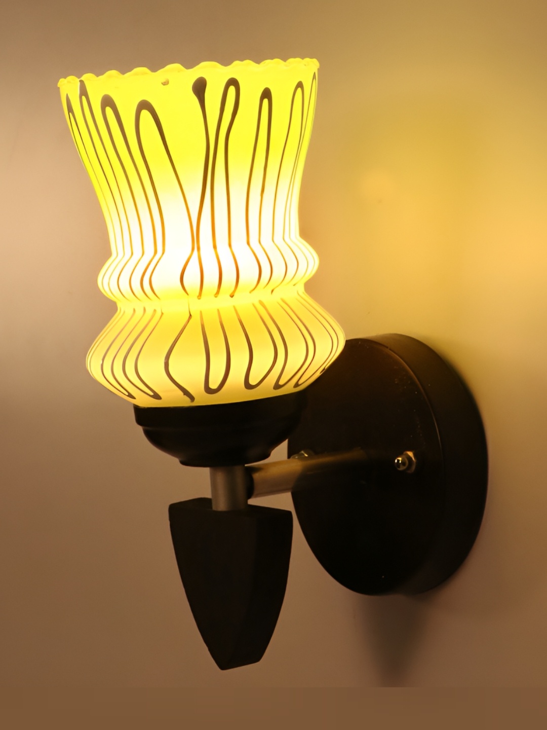 

1ST TIME Green & Black Printed Glass Bell Shaped Wall Lamp