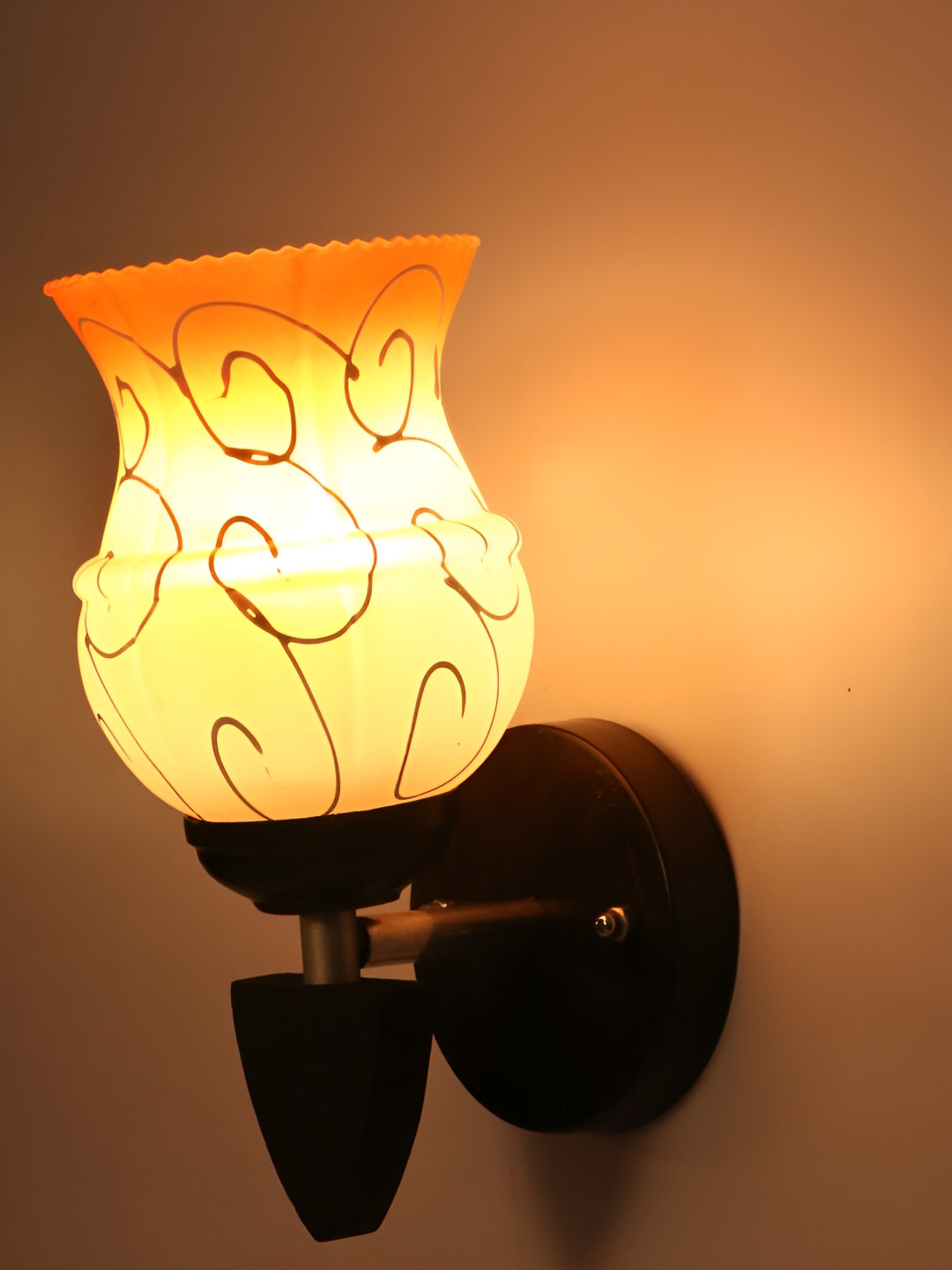 

1ST TIME White & Orange Abstract Printed Glass Traditional Wall Lamp