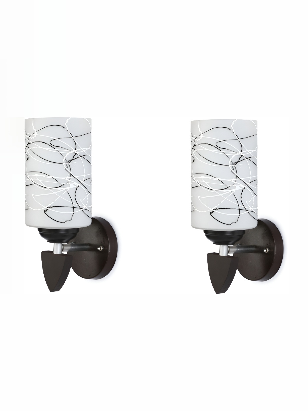 

1ST TIME Black & White 2 Pcs Abstract Printed Glass Contemporary Cylinder Shaped Wall Lamp