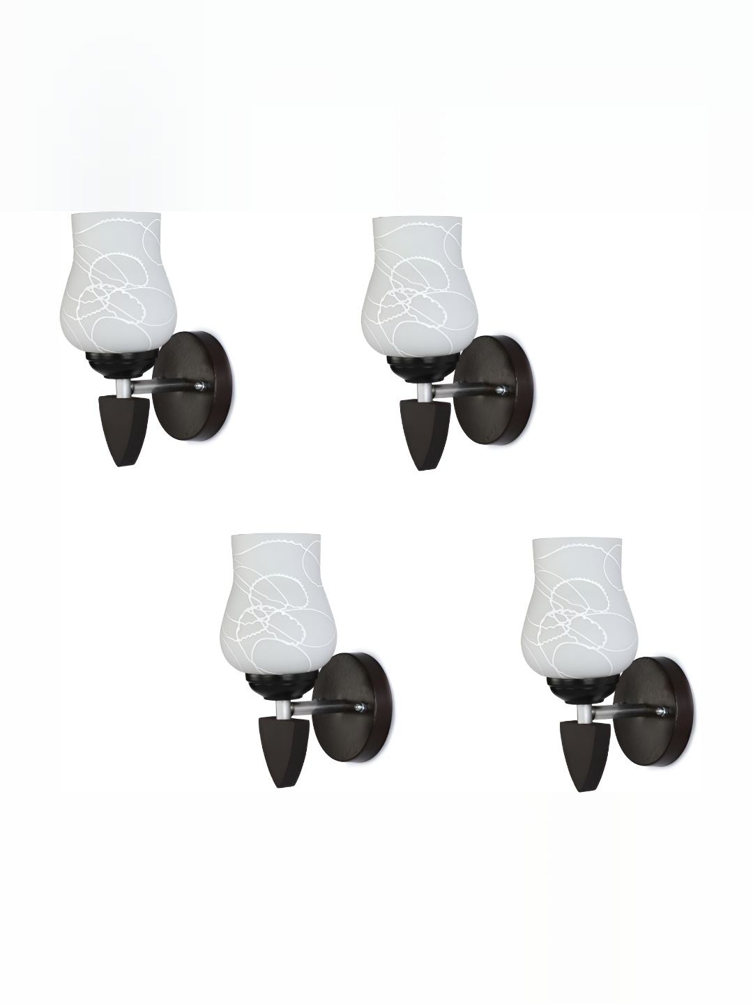 

1ST TIME White 4 Pieces Glass Printed Contemporary Bell Shaped Wall Lamps