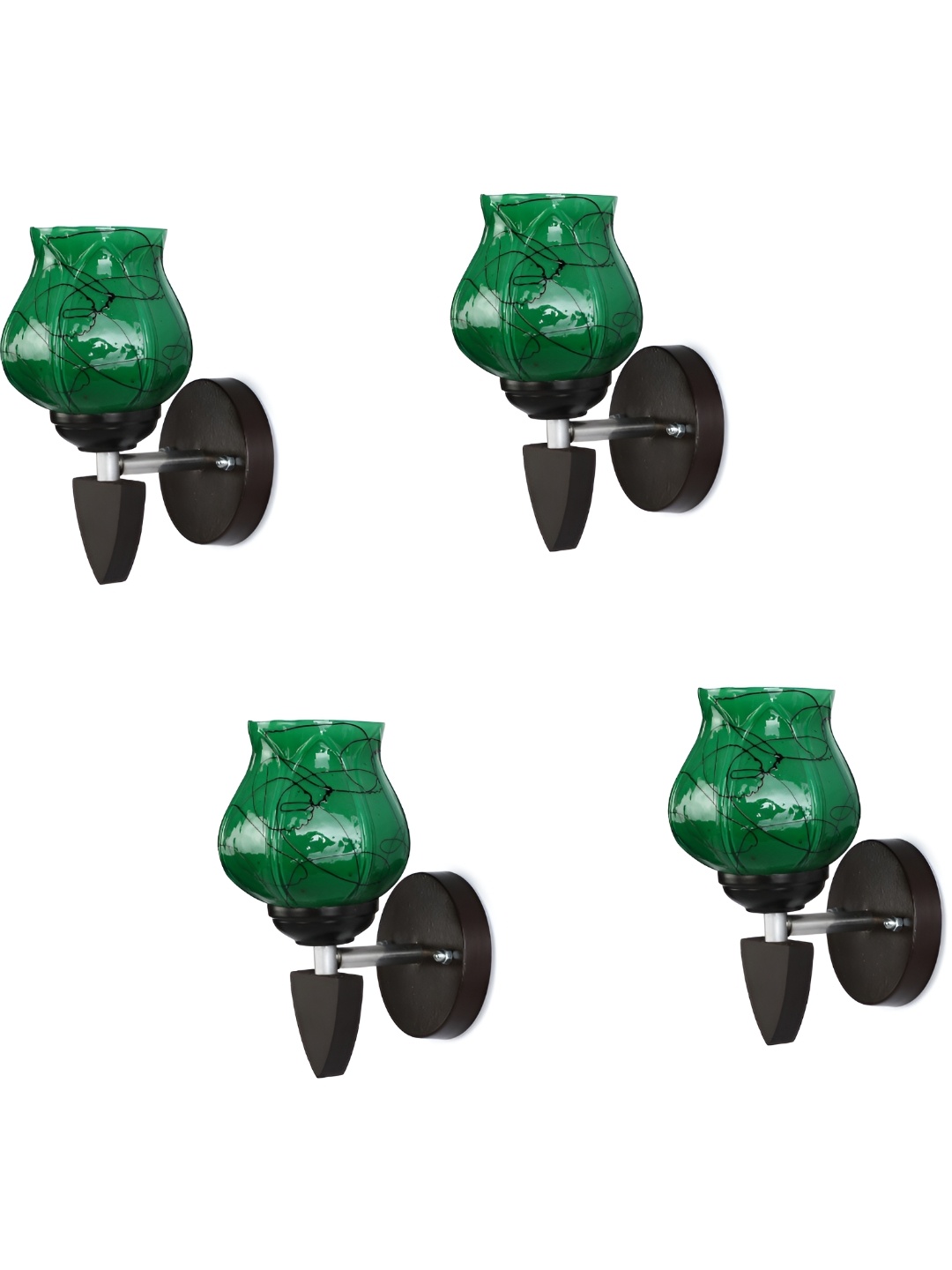 

1ST TIME Green 4 Pieces Printed Glass Wall Lamps