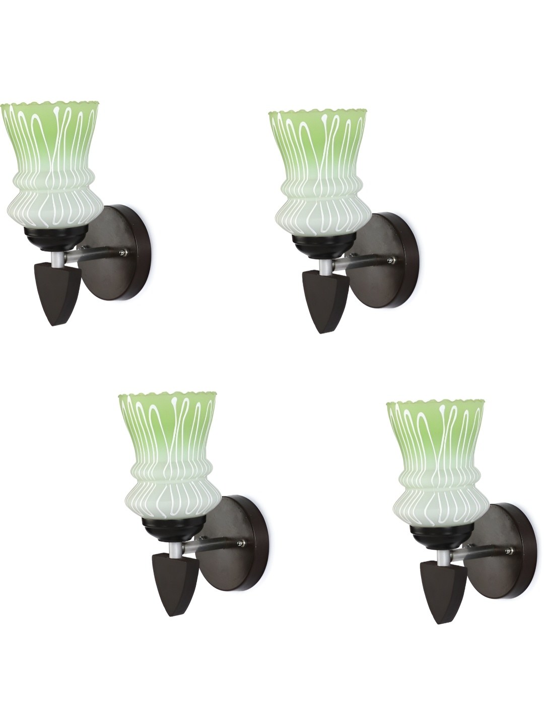 

1ST TIME Green & White 4 Pcs Printed Glass Abstract Shaped Shaped Wall Lamp