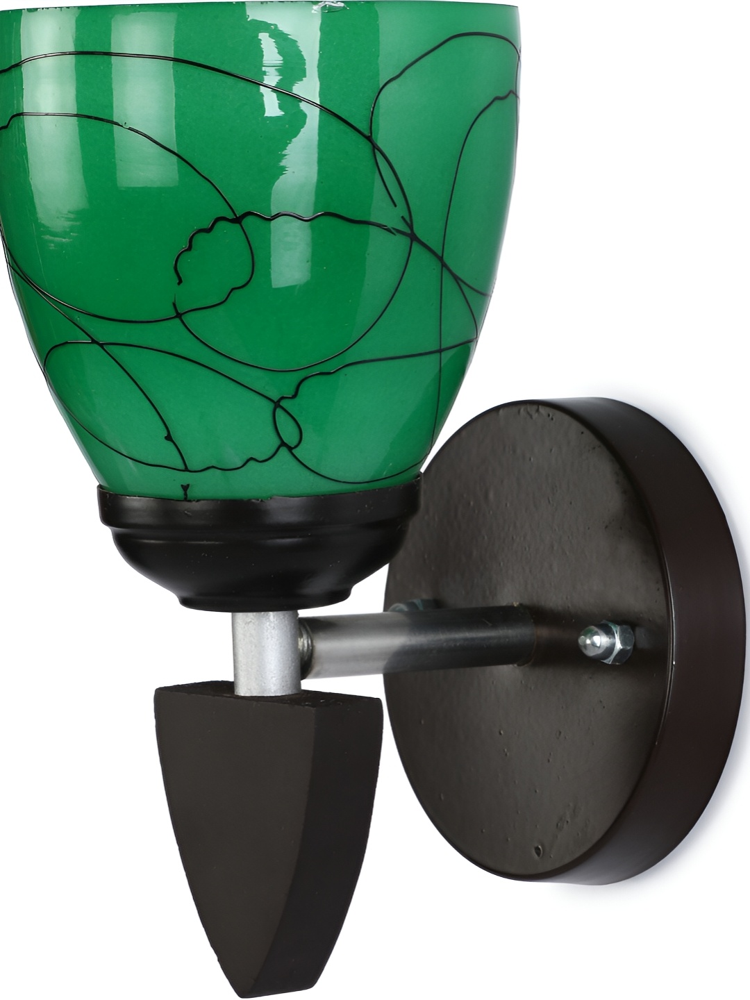 

1ST TIME Green & Black Printed Glass Bell Shaped Contemporary Wall Lamp