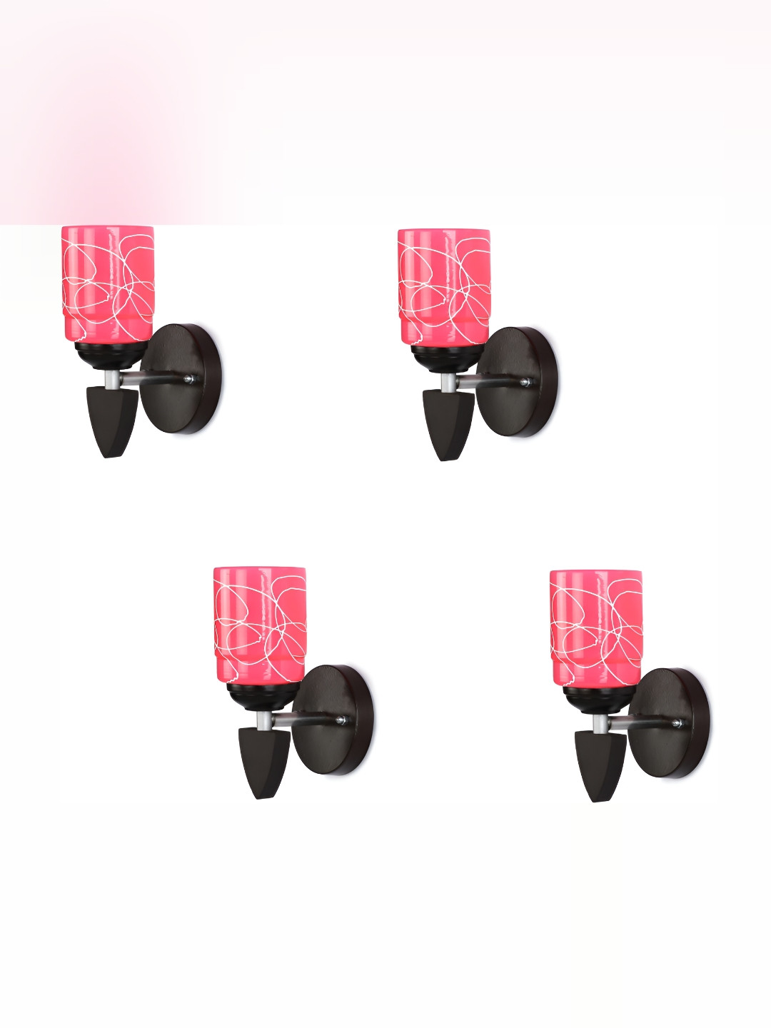 

1ST TIME Pink 4 Pieces Printed Glass Contemporary Cylinder Shaped Wall Lamps
