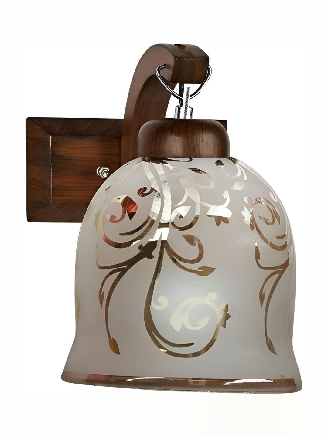 

1ST TIME White & Gold Toned Printed Glass Traditional Wall Lamp