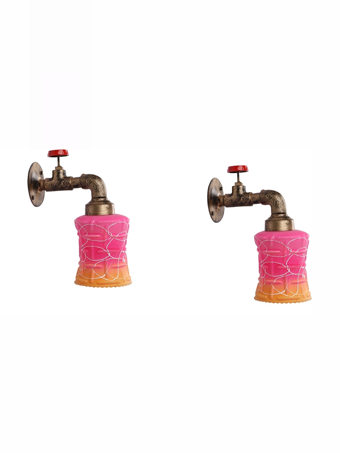 

1ST TIME Orange & Yellow 2 Pieces Glass Traditional Cylinder Shaped Wall Lamp