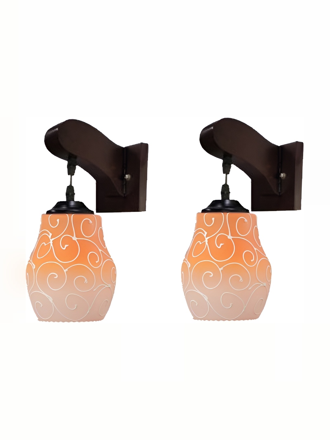 

1ST TIME Orange & Black 2 Pieces Printed Glass Contemporary Bell Shaped Wall Lamp