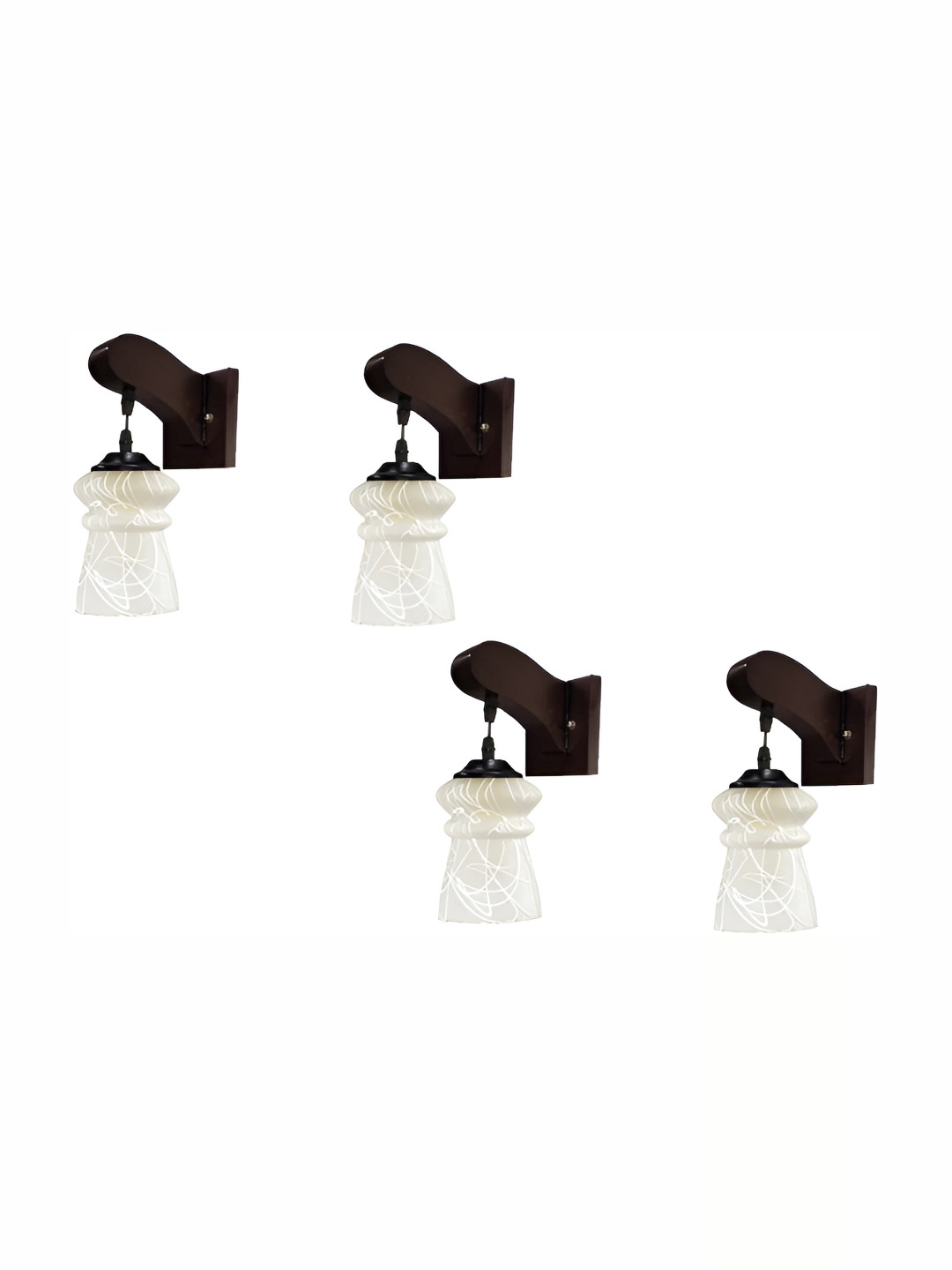 

1ST TIME White 4 Pieces Printed Glass Bell Shaped Traditional Wall Lamp