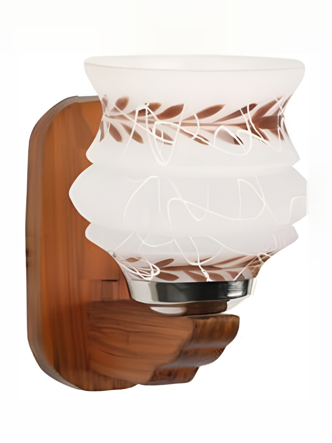

1ST TIME White & Brown Printed Glass Abstract Shaped Contemporary Wall Lamp
