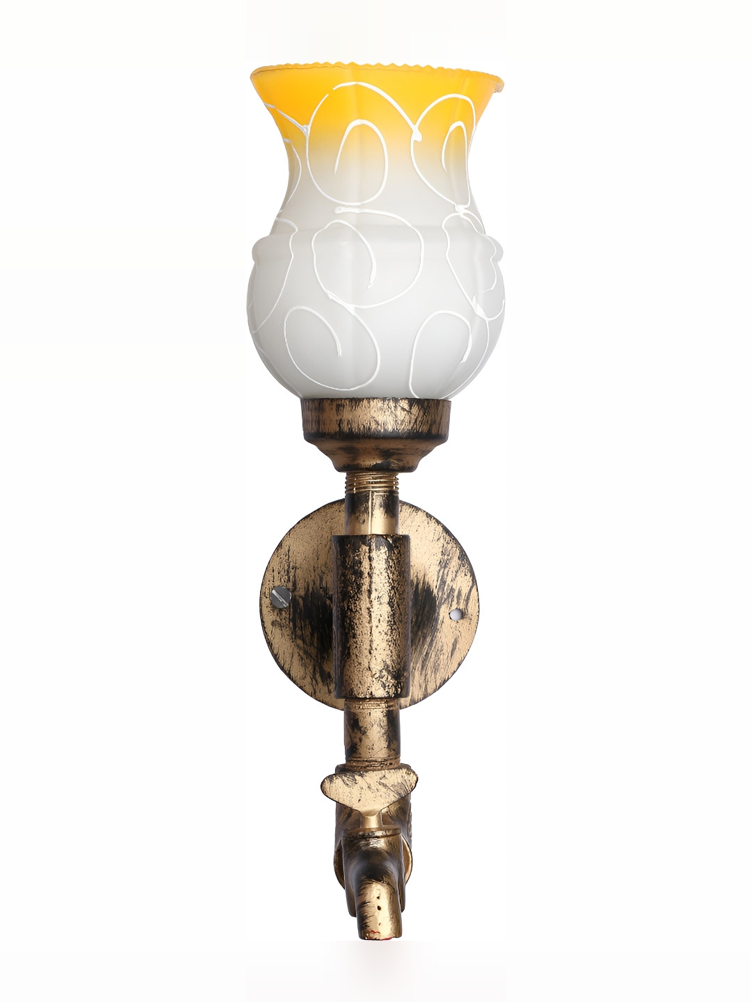 

1ST TIME White & Yellow Printed Glass Traditional Wall Lamp
