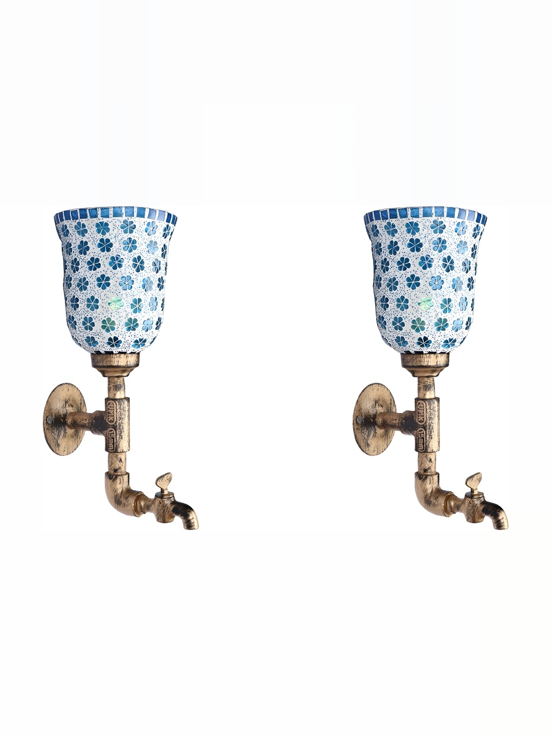 

1ST TIME White & Blue 2 Pieces Textured Glass Contemporary Wall Lamp