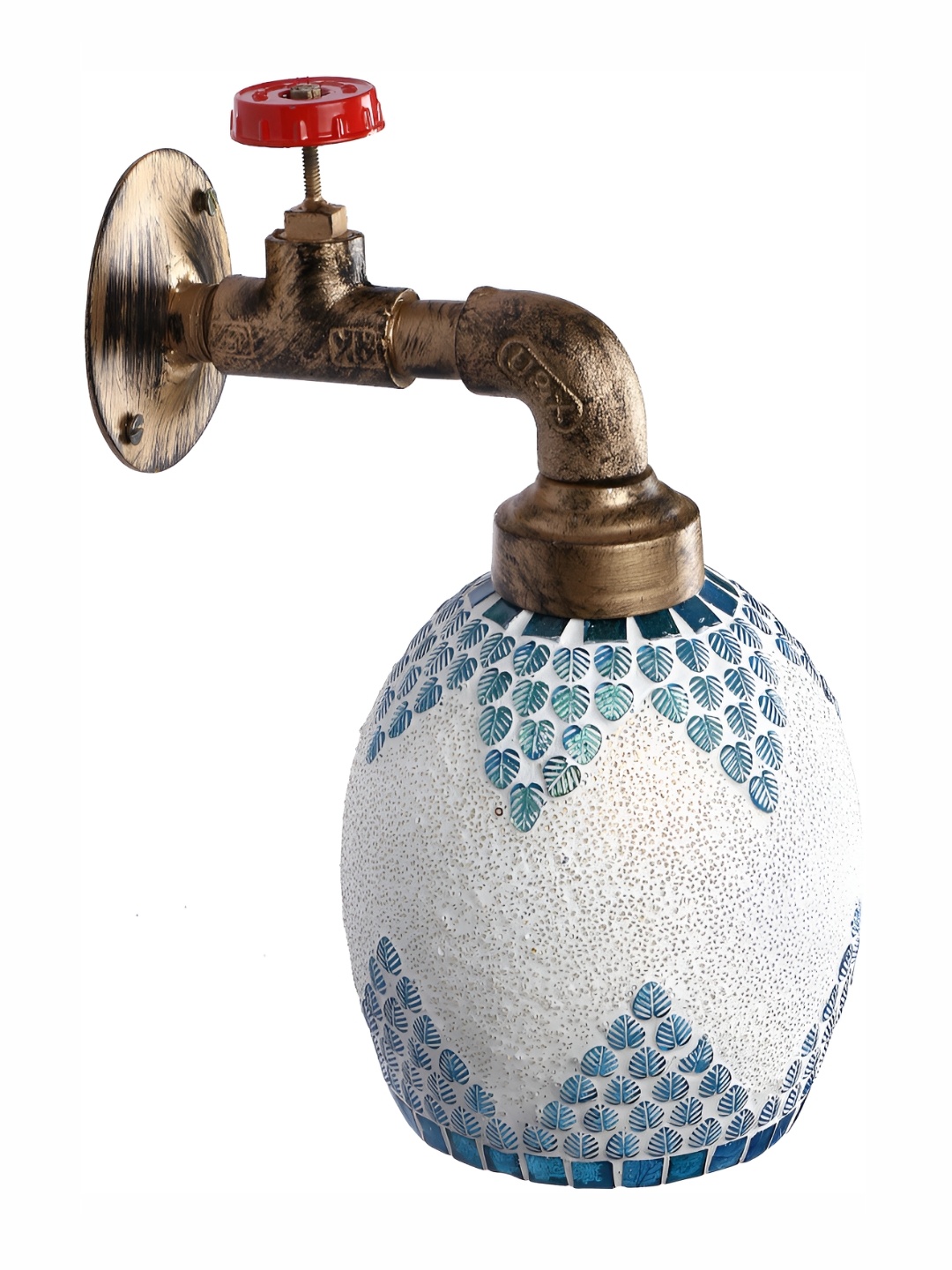 

1ST TIME Blue & White Textured Glass Traditional Abstract Shaped Shaped Wall Lamp
