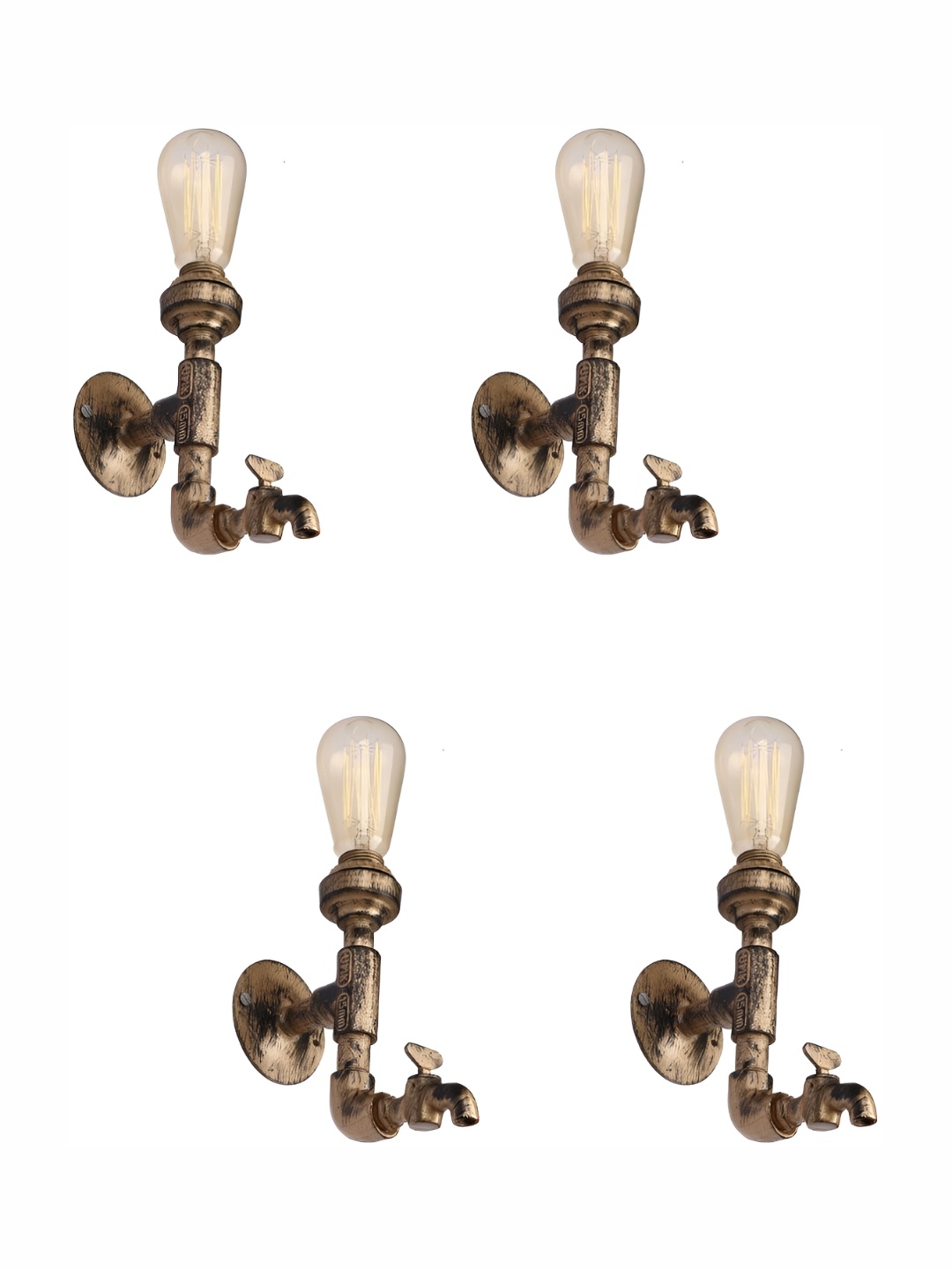 

1ST TIME White & Gold-Toned 4 Pieces Glass Traditional Abstract Shaped Shaped Wall Lamps