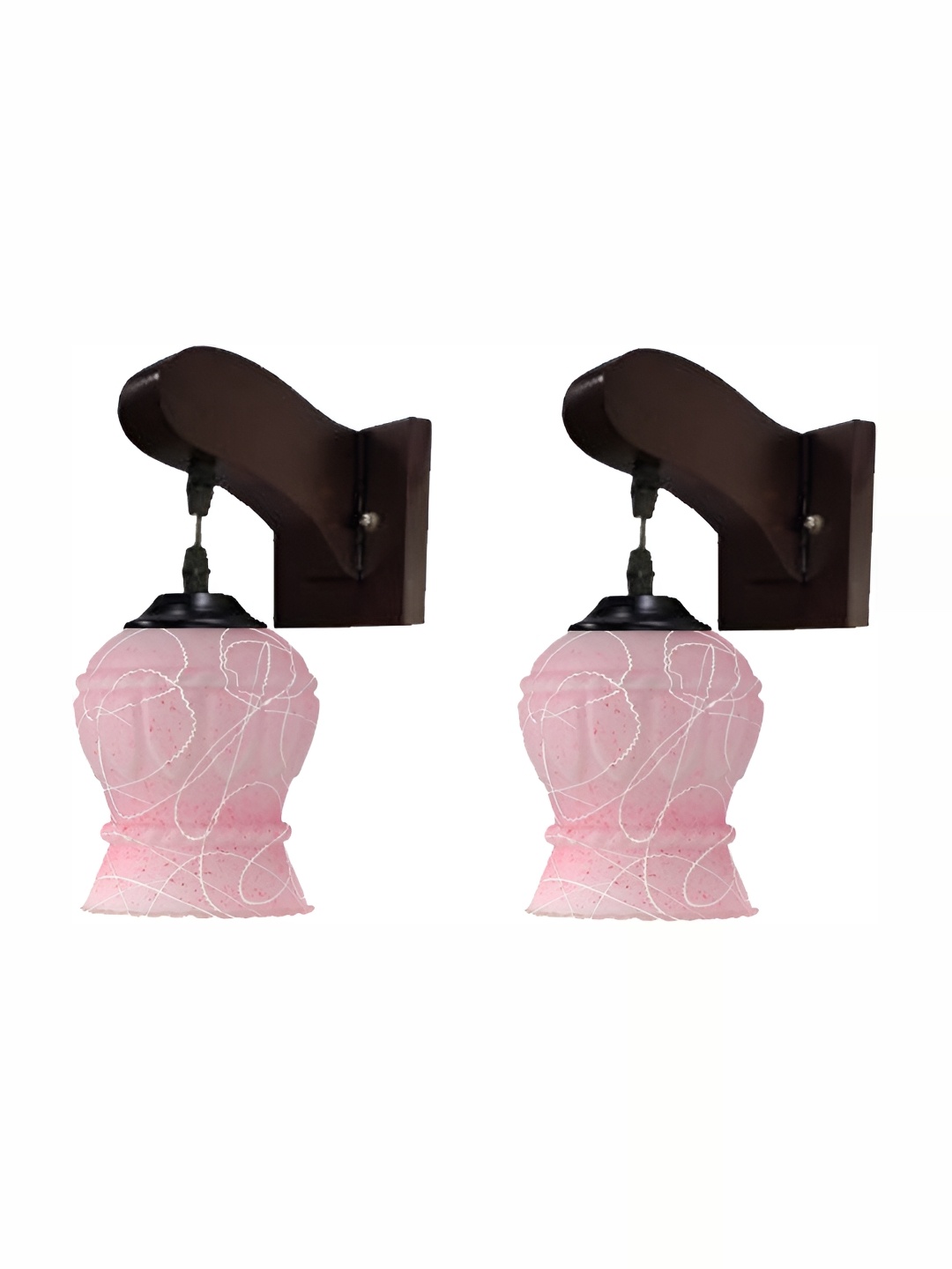

1ST TIME Pink & Black 2 Pcs Printed Glass Rectangle Shaped Wall Lamp