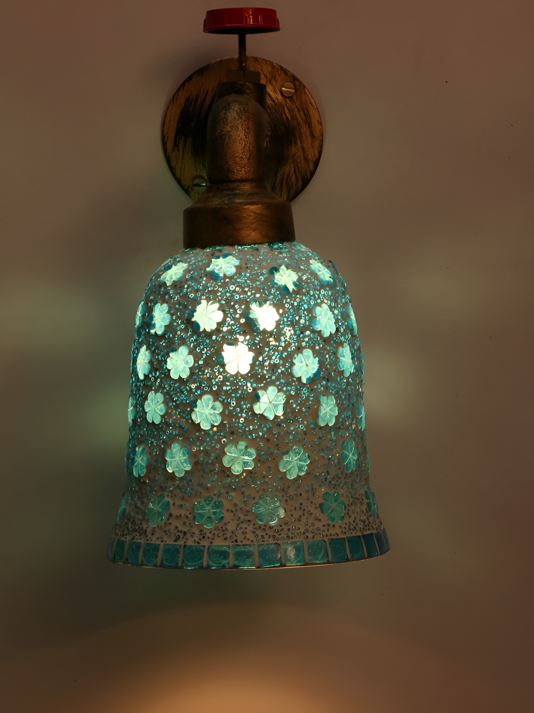 

1ST TIME Green & Beige Textured Glass Contemporary Wall Lamp