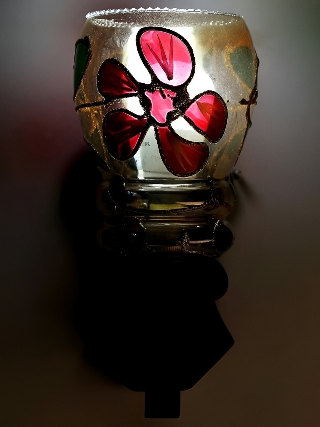 

1ST TIME Red & Transparent Printed Glass Traditional Frustum Shaped Wall Lamp
