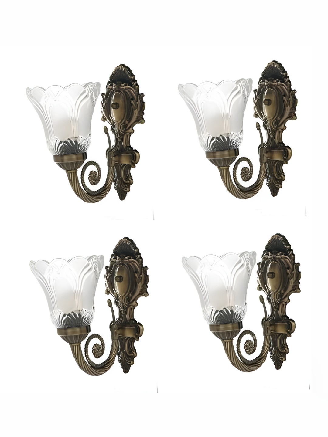 

1ST TIME Transparent & Brown 4 Pcs Abstract Shaped Textured Glass Wall Lamps
