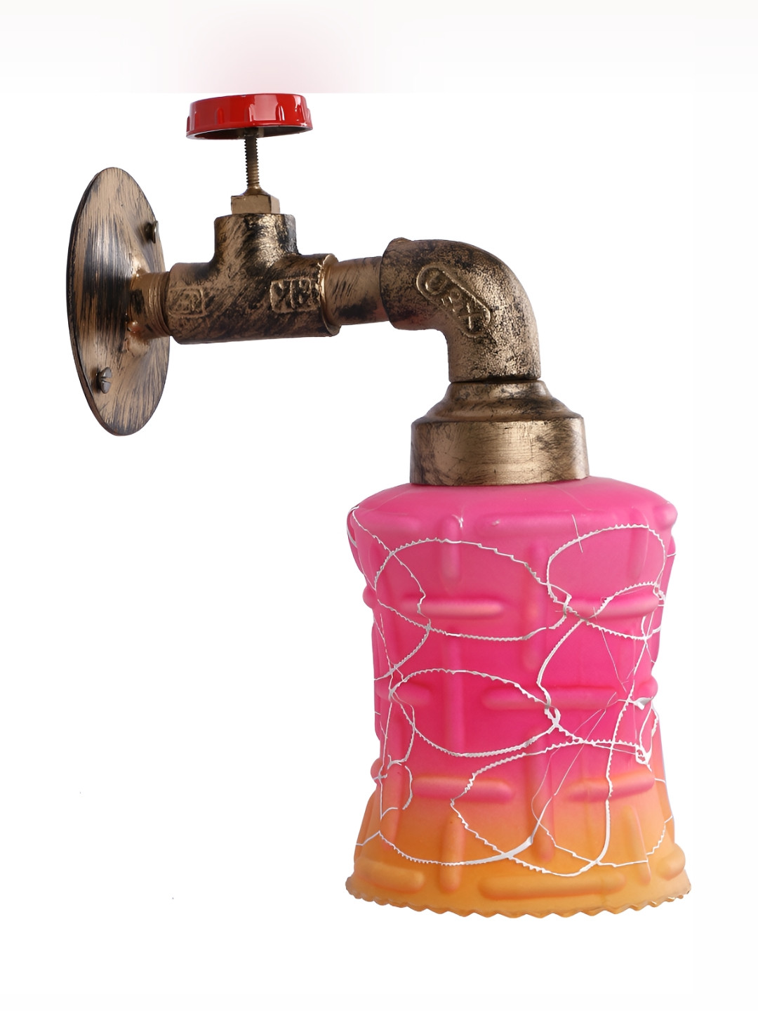 

1ST TIME Pink & Orange Printed Glass Contemporary Wall Lamp