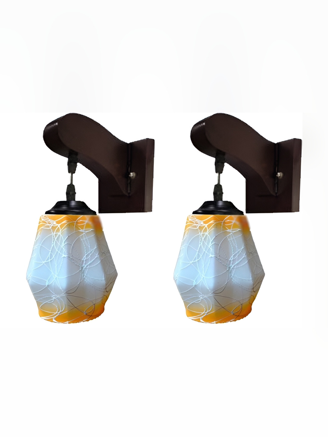 

1ST TIME Blue & Yellow 2 Pcs Colourblocked Glass Abstract Shaped Shaped Wall Lamp