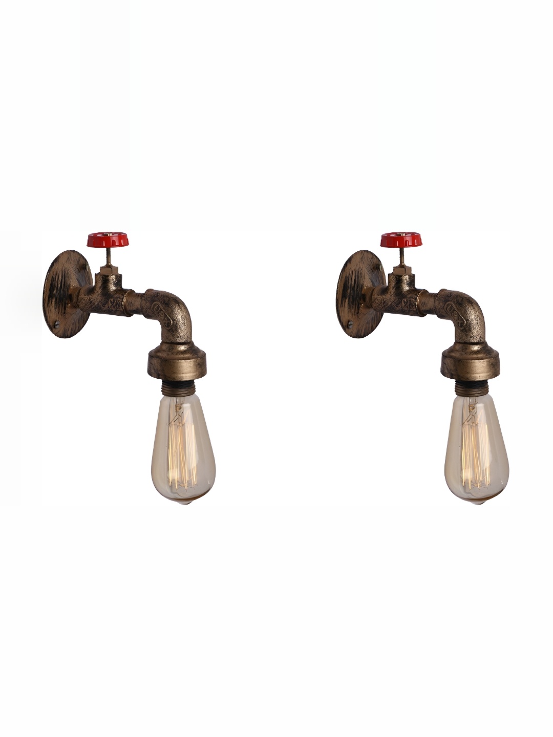

1ST TIME White & Bronze-Toned 2 Pieces Glass Contemporary Frustum Shaped Wall Lamps