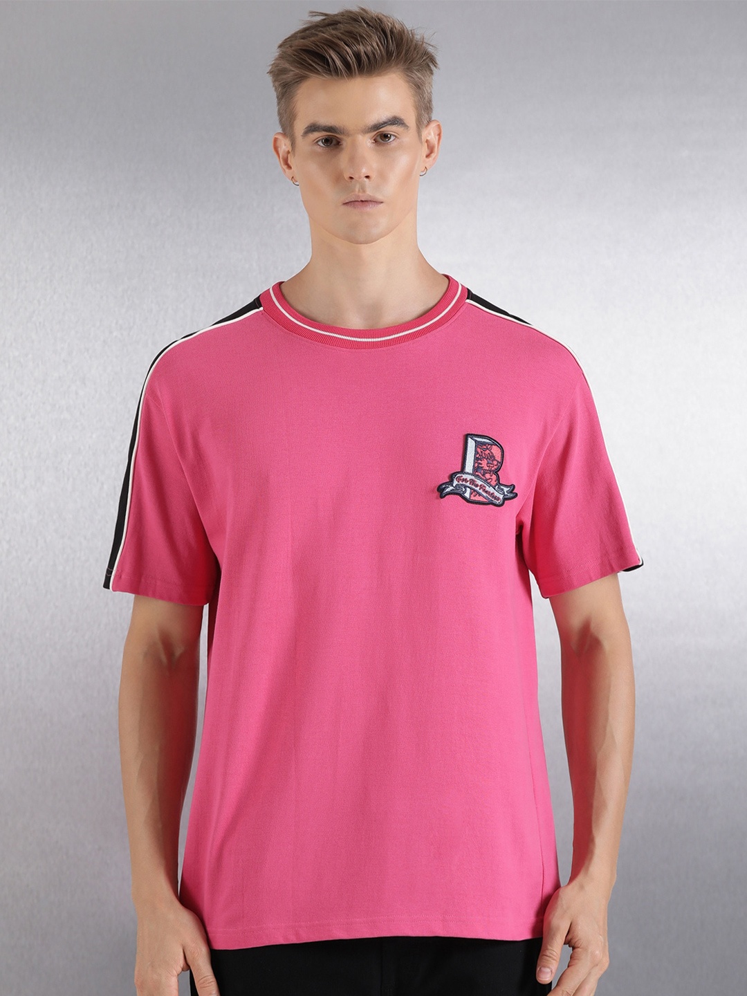 Breakbounce Round Neck Extended Sleeves T-shirt, Pink
