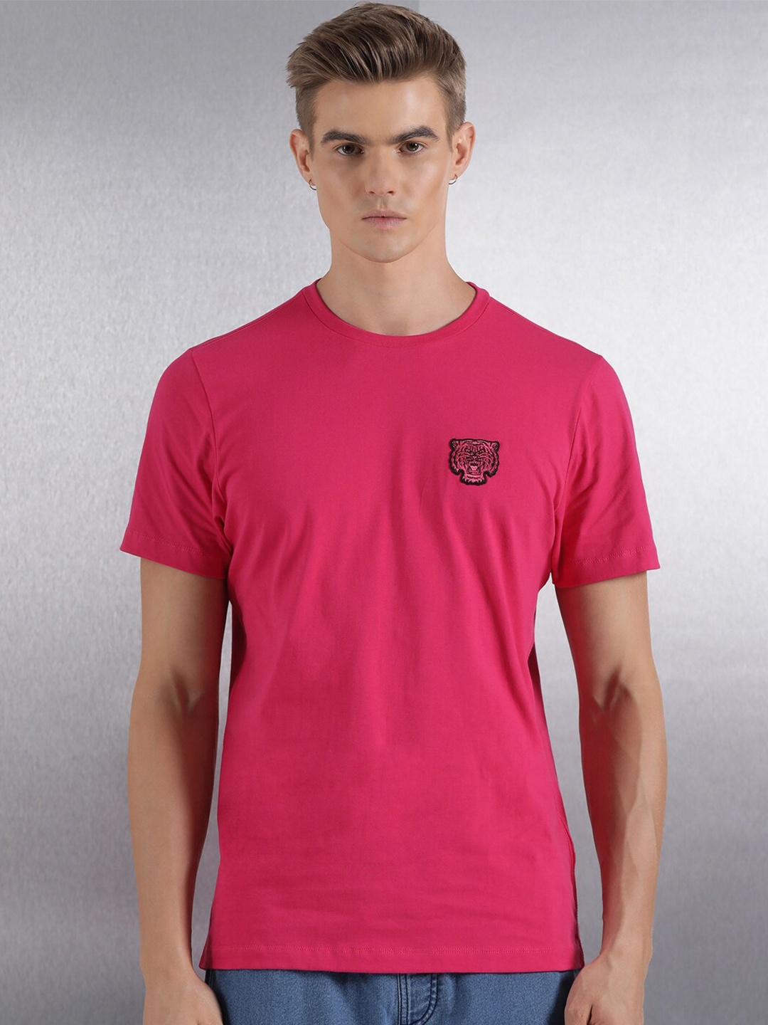 

Breakbounce Round Neck Short Sleeves Cotton T-shirt, Pink